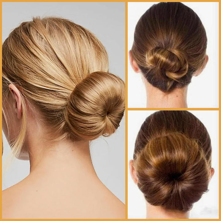 4 Pcs Ring Style Donut Bun Shaper with 20 Golden Hair Pins,Beige Donut Bun Maker,Hair Donuts,Shaper Set for Dancers, Ballerinas,Girls Etc and Daily Hairstyles Diy（Beige）