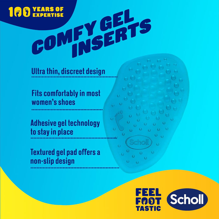 Scholl Party Feet Ball of Foot Gel Cushions with Gelactiv Technology, Non-Slip, Help Prevent Foot Pain - Suitable Most Shoes Including High Heels and Stilettos. Universal Size, 1 Pair of Cushions