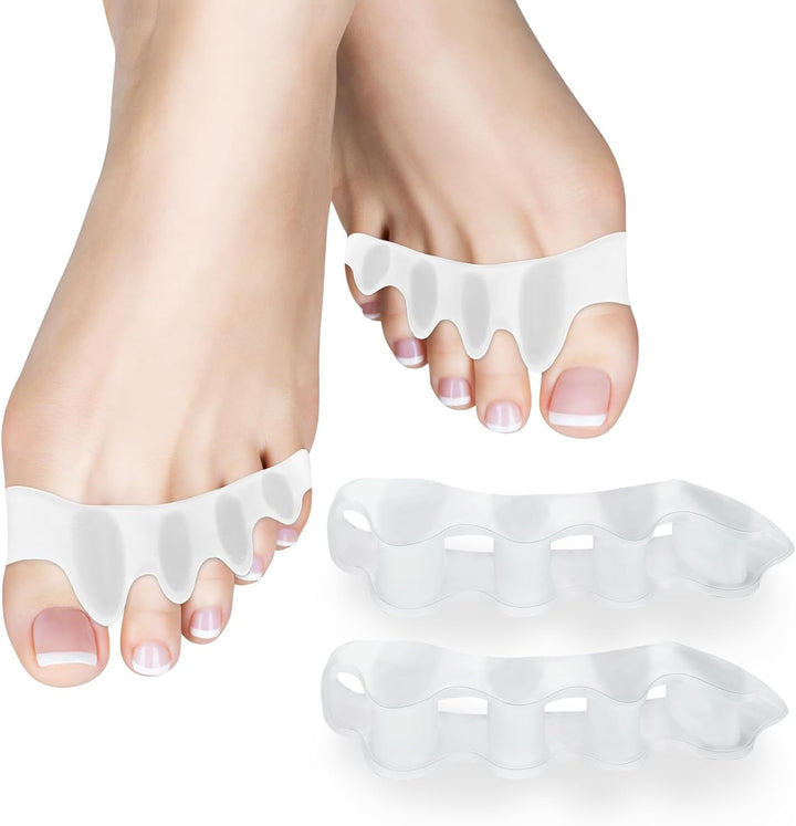 Toe Separator,Gel Toe Spacers for Overlapping Toes-[4 Pcs]-Washable and Reusable Toe Straighteners,Dividers to Correct Bunions,Hammertoes,Relief Restore Feet