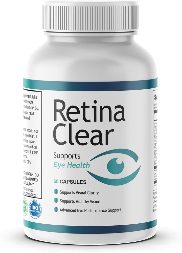 Retina Clear – 60 Capsules | Advanced Eye Health & Vision Support with Maca, Green Tea, Bitter Melon | Supports Visual Clarity & Eye Performance | Uk-Made Supplement