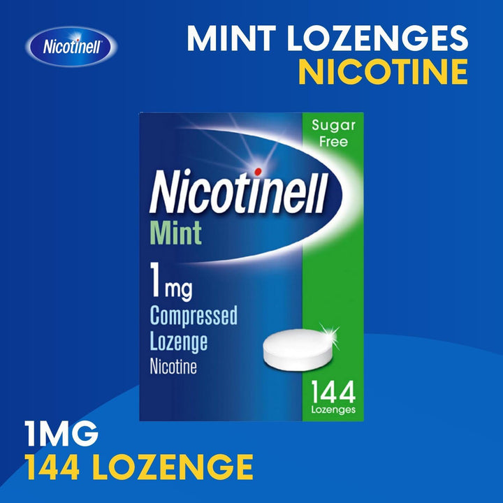 Mint Lozenge 1Mg (144 Lozenges), Stop Smoking Aid, Sugar Free Nicotine Lozenges, Fresh Mint Flavour, 1Mg Regular Strength for Light Smokers, Quit Smoking Aid