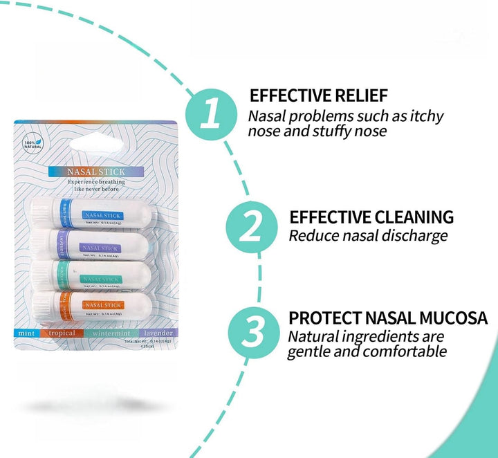 4Pcs Nasal Stick,Nasal Inhaler Stick,Natural Nasal Inhaler,Nose Inhaler,Refreshing Mints Oils Blocked Nose Relief Stick,Blocked Nose Relief,Portable Nasal Congestion Inhaler,Nasal Congestion Relief