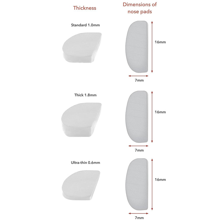 Gecko Grip Glasses Nose Pads (5 Clear Pairs) - Anti-Slip Nose Pads for Glasses, USA Made, Micro-Structured Fibers, Ultra-Strong Grip and Ultra-Soft, Self Stick Adhesive, 1 X 7 X 16 Mm