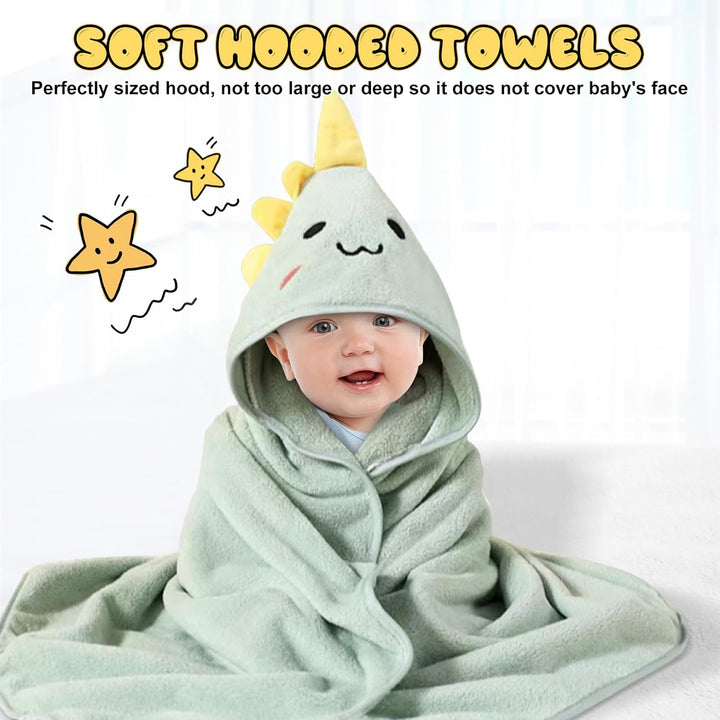 3 Pcs Hooded Baby Towel, Ultra Soft Newborn Towels, Unique Animal Design Baby Towel Set with Hood, Super Absorbent, Baby Essentials for Newborn, for Newborn Baby Boy and Girl, 80X80Cm