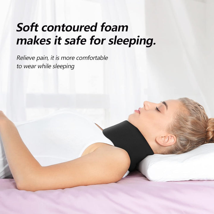 Soft Foam Neck Brace Universal Cervical Collar, Adjustable Neck Support Brace for Sleeping - Relieves Neck Pain and Spine Pressure, Neck Collar after Whiplash or Injury (Black, 2.5" Depth Collar, L)