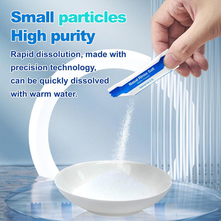 120 Saline Packets for Neti Pots, Nasal Irrigation System with Sinus Relief, Individually Wrapped Salt Packets for Nasal Wash and Squeeze Bottle