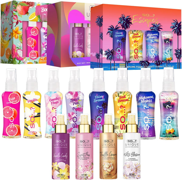 Summer Escapes, Body Mist by  & Unique Womens Gift Sets Bundle, Body Mist Fragrance Spray (4X50Ml) Pack of 3