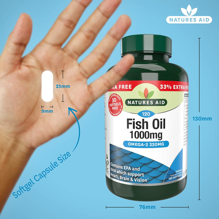 Fish Oil 1000Mg – High Strength Omega-3 Supplement with DHA & EPA – Supports Heart, Brain Vision, Immune & Joint Health Non-Gmo – High Strength Natural Fish Oil – 120 Softgel Capsules