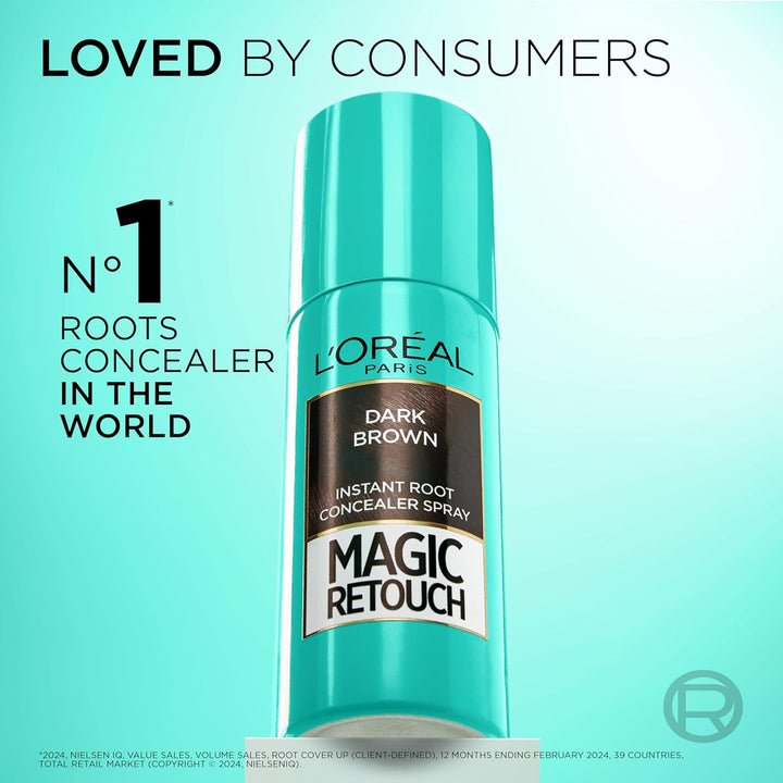 Paris Magic Retouch Instant Root Spray, Dark Brown. Offers Flawless Coverage for Grey Regrowth in 3 Seconds. This 75Ml Spray Provides a Quick, Easy Way to Conceal Roots Perfectly.