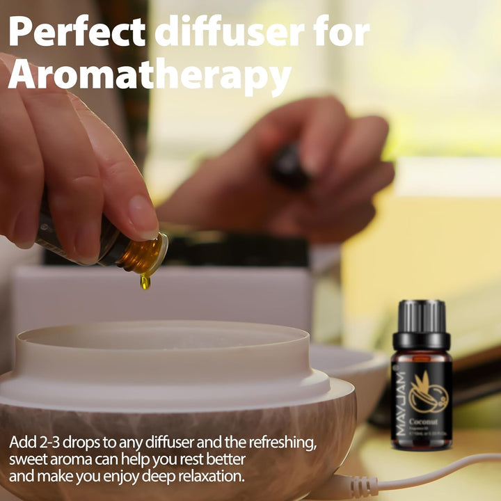 Fruity Fragrance Oil Set 8 X 10ML, Essential Oils Set for Diffuser - Aromatherapy, DIY - Mango, Passion Fruit, Strawberry, Watermelon, Coconut, Pineapple, Banana, Grape