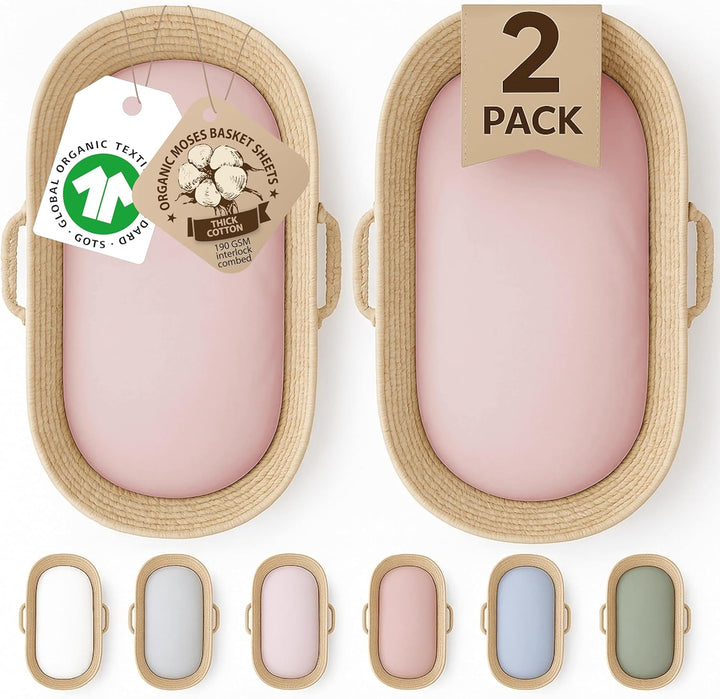 Organic Snuzpod 4 Compatible Crib Sheets - Thickest & Softest 2000GSM GOTS 100% Organic Cotton – Set of 2 Snuzpod Fitted Sheets – Snuzpod 4 Fitted Sheet 40 X 75.5 – Premium Snuzpod Mattress Bedding