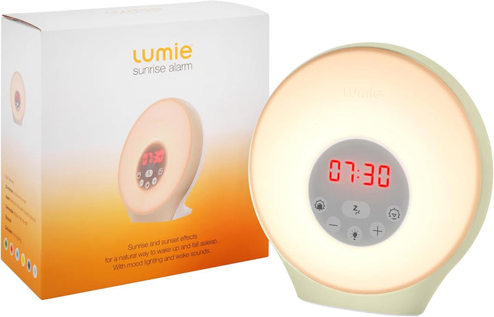 Sunrise Alarm - Sunrise Wake-Up Alarm, Sunset Sleep Feature, Sounds and Mood Lighting, White
