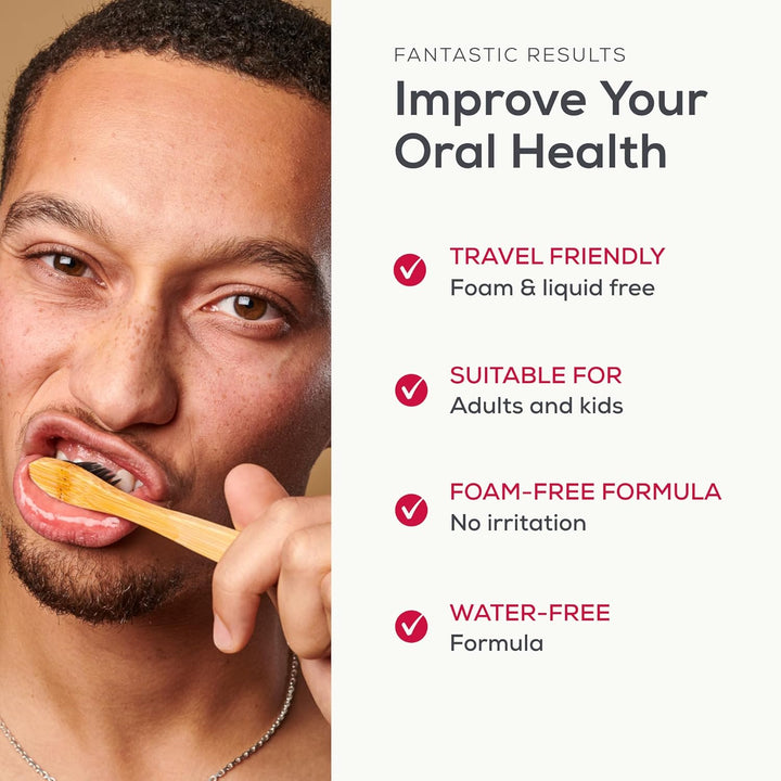 Strawberry Teeth Cleaning Tablets with Fluoride – Pack of 125, Natural Toothpaste Tablets for Adults & Kids, Vegan & Eco-Friendly, Cavity Prevention