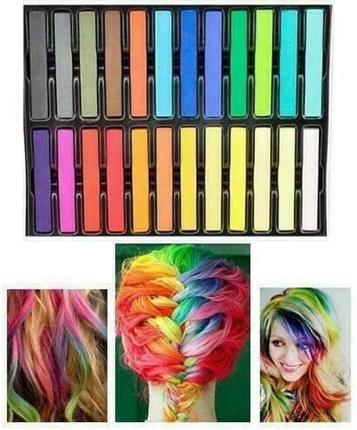 Hair Chalk, 24 Colors Set Non-Toxic Temporary Hair Color Chalk Dye Soft Pastels for Women and Girls Hair