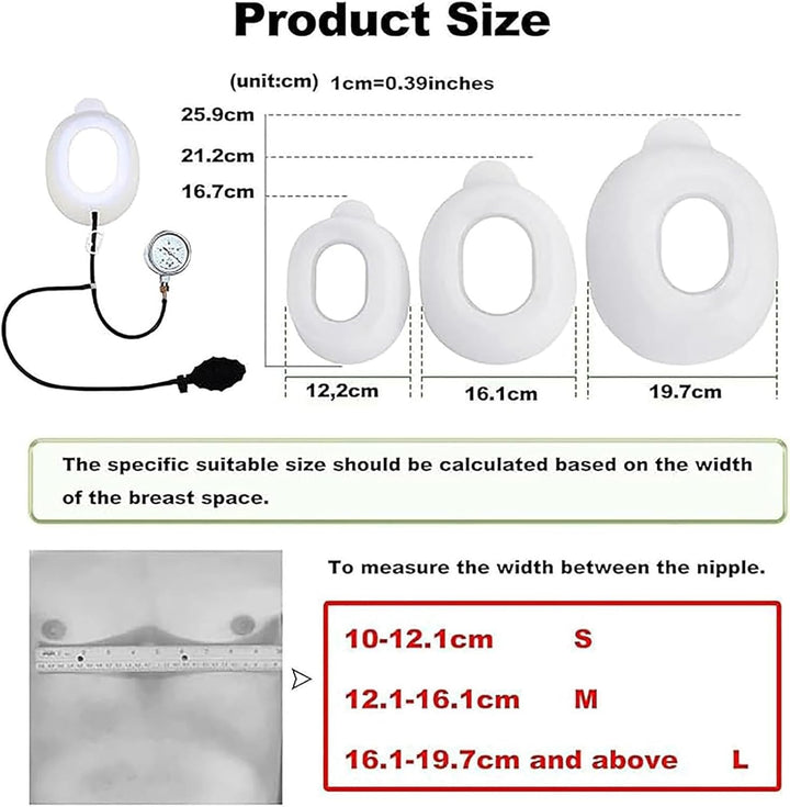 Pectus Excavatum Corrector,Pectus Excavatum Vacuum Bell for Adults and Child,Physical Correction,Washable,With Pressure Gauge,L