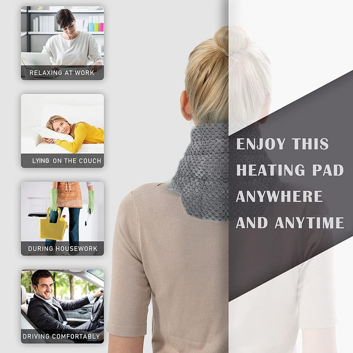 Microwave Neck Heat Pad Warmer with Washable Cover Wide Weighted Heated Neck Wrap Pain Relief Heating Pack Microwavable Wheat Bags Hot Therapy