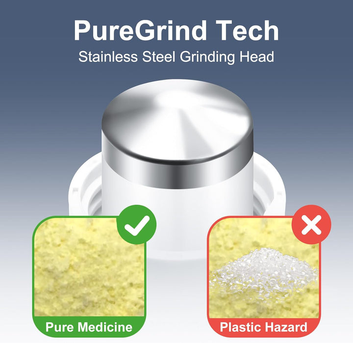 3 in 1 Pill Crusher for Tablets with Stainless Steel Grinding Head, Tablet Crusher for Pills & Pet, Pill Grinder with Storage, Pill Cutter Splitter with Free Brush (Indigo)