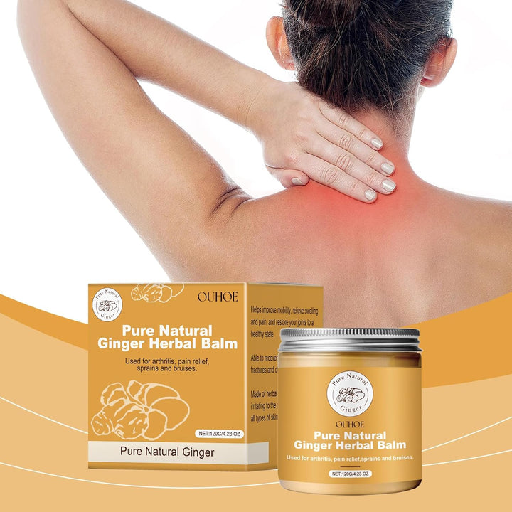 Pure Natural Ginger Herbal Balm, Organic Pure Natural Ginger Herbal Salve 4Oz, Organic Herbal Salve, Care Cream, Effective in Relieve Pain, Suitable for Adults and the Elderly (120Ml)