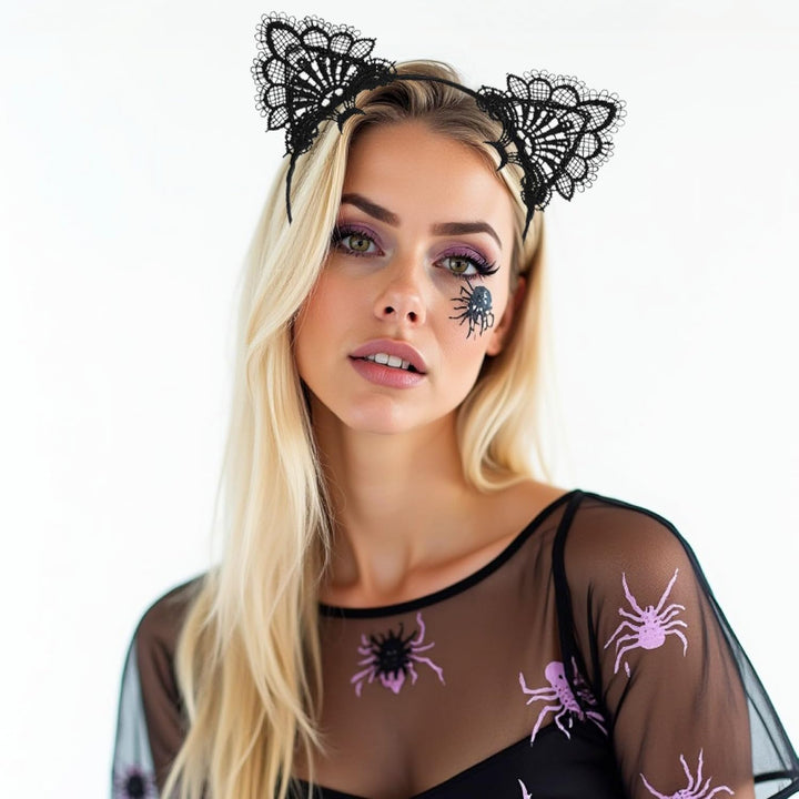 Halloween Cat Ear Headband – Black Cat Ear Hair Accessory for Cosplay, Fancy Dress, Masquerade & Party Costumes, Halloween Cat Ears Headband