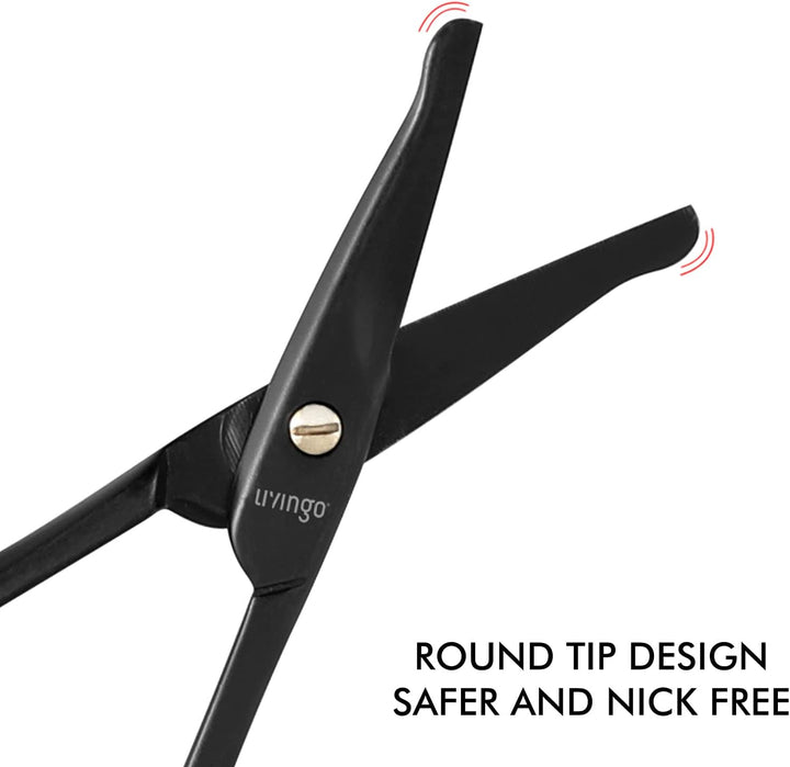 9CM Premium Nose Hair Scissors, Curved Safety Blades with Rounded Tip for Trimming Small Details Facial Hair, Ear Hair, Eyebrow (Black)