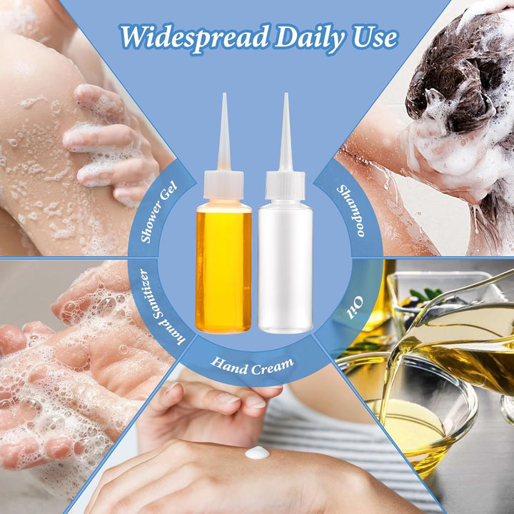 10Pcs 50Ml Plastic Squeeze Bottles Glue Bottles Precision Tip Applicator Bottle Color Bottles for Hair Salon, Paint Art, Craft, Liquids, Glue