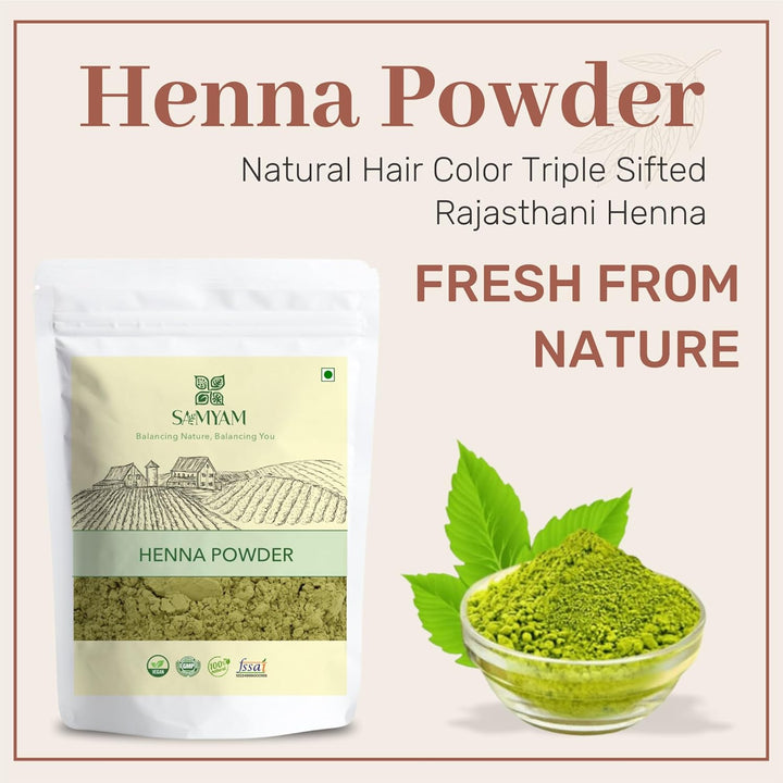 Pure Henna Powder - 500G Pack | Natural Hair Color, Triple Sifted Rajasthani Henna, PPD Free