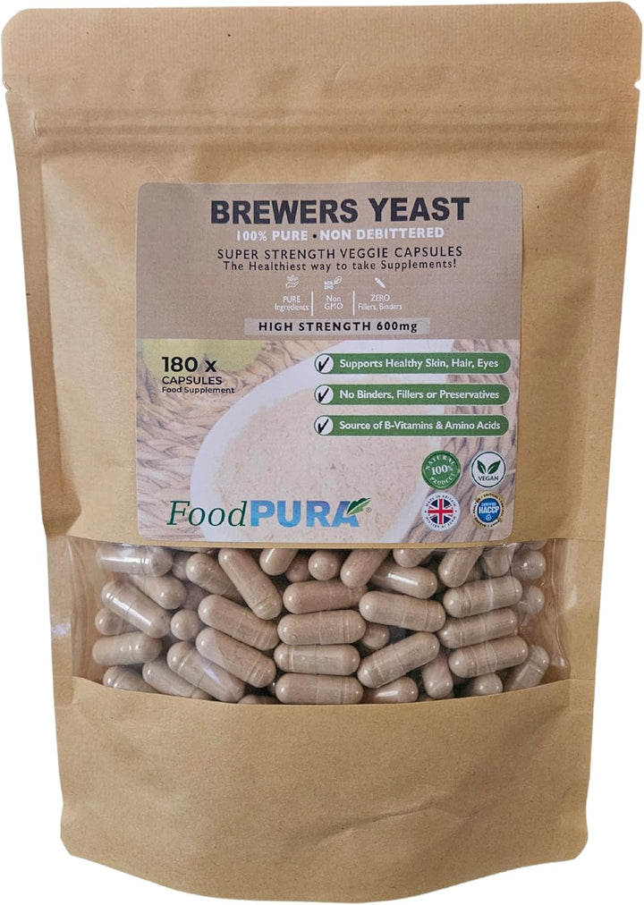90 X 600Mg Brewers Yeast Capsules 100% Pure & Natural Not Debittered HACCP Certified Manufactured in the UK (90)