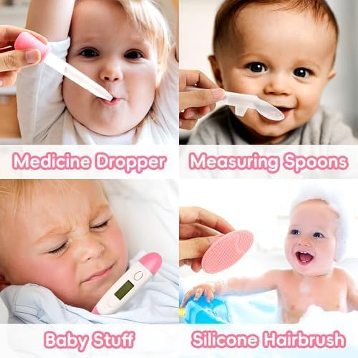 Infant Safety Care Set with Hair Brush Comb Nail Clipper, Baby Essentials Kit for Newborn Girls Boys (Pink)