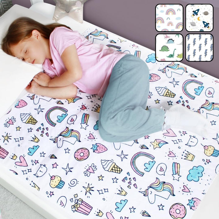 Hygge Sheets® Potty Training Bed Pads | 100% Waterproof | Bed Wetting Sheets for Single and Toddler Beds | Non Slip, Easy to Change at Night | Includes Free Children'S E-Book | UK Brand | Dinosaur