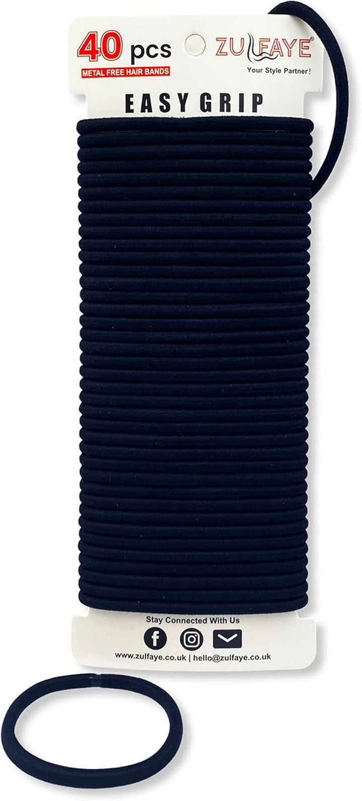 Hair Bobbles for Thick Hair, Elastic Hair Bands for Women, 4Mm Snag Free Strong Hair Ties No Damage for Girls, Hairbands Women, Ponytail Holders (Pack of 40 - Black)