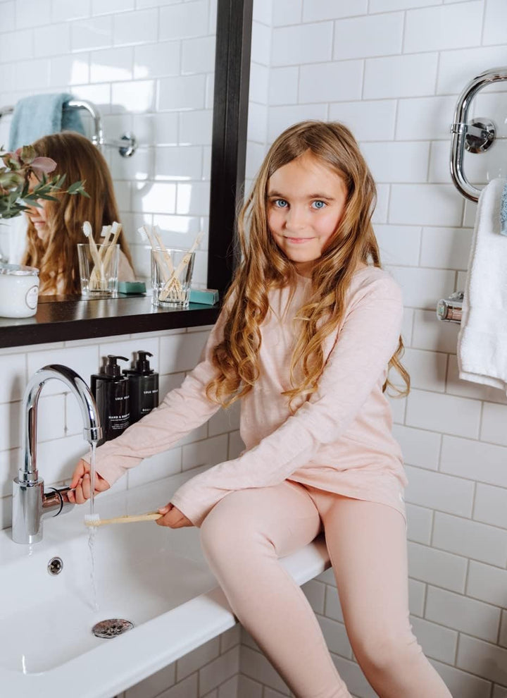 Organic Bamboo Toothbrushes for Kids - Soft Bristles, Fun Animal Designs | Biodegradable & Eco Friendly | Wooden Handle Toothbrushes | Zero Waste Packaging - 4 Pack