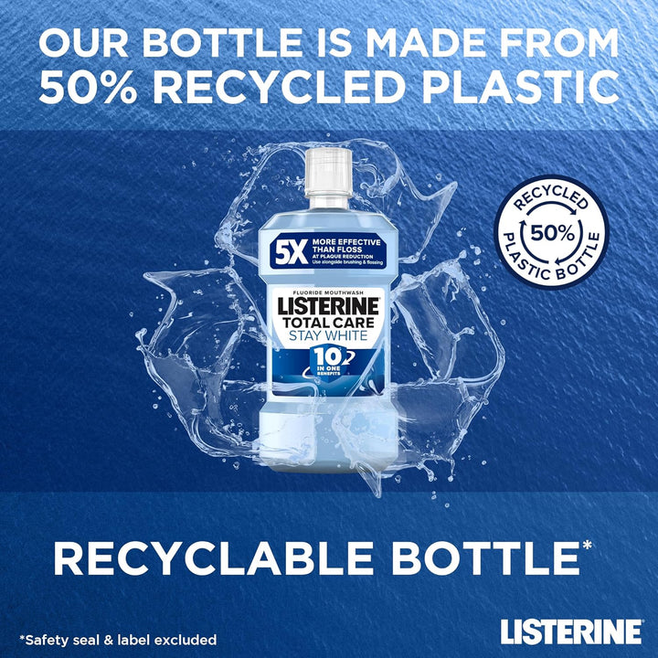 Total Care Stay White Mouthwash (1X 500Ml), 10-In-1 Benefit Mouthwash for Total Oral and Gum Care to Maintain a Clean and Healthy Mouth and Naturally White Teeth