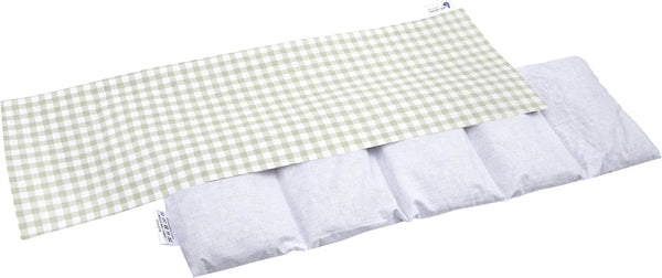 Cherry Stone Pillow 60X20Cm 800G 100% Cotton 5-Chamber Eco Natural Heat Pillow Cold Therapy Removable Pillowcase (Grid)