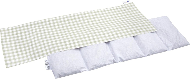 Cherry Stone Pillow 60X20Cm 800G 100% Cotton 5-Chamber Eco Natural Heat Pillow Cold Therapy Removable Pillowcase (Grid)