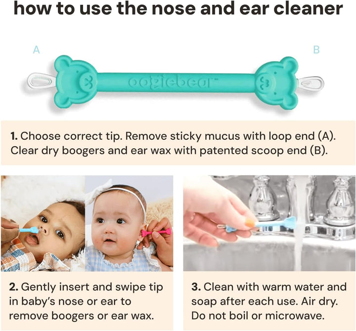 - Nose and Ear Gadget. Safe, Easy Nasal Booger and Ear Cleaner for Newborns and Infants. Dual Earwax and Snot Remover. Aspirator Alternative - Two Pack with Case - Orange Seafoam
