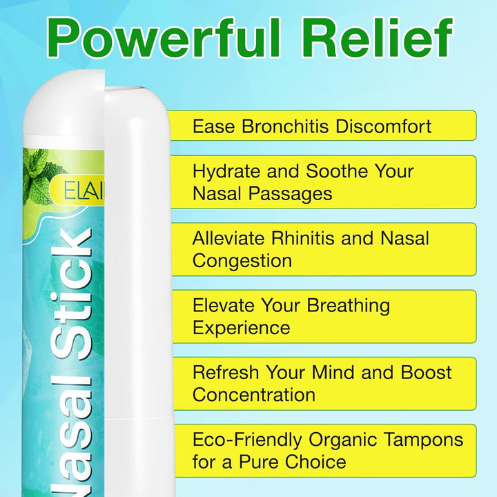 Nasal Stick 4 Pack, Fast Relief from a Stuffy Nose, Enhances Breathing and Boosts Focus, Breathe Vapor Stick Provides Fresh Cooling Sensation, Made with Essential Oils and Menthol