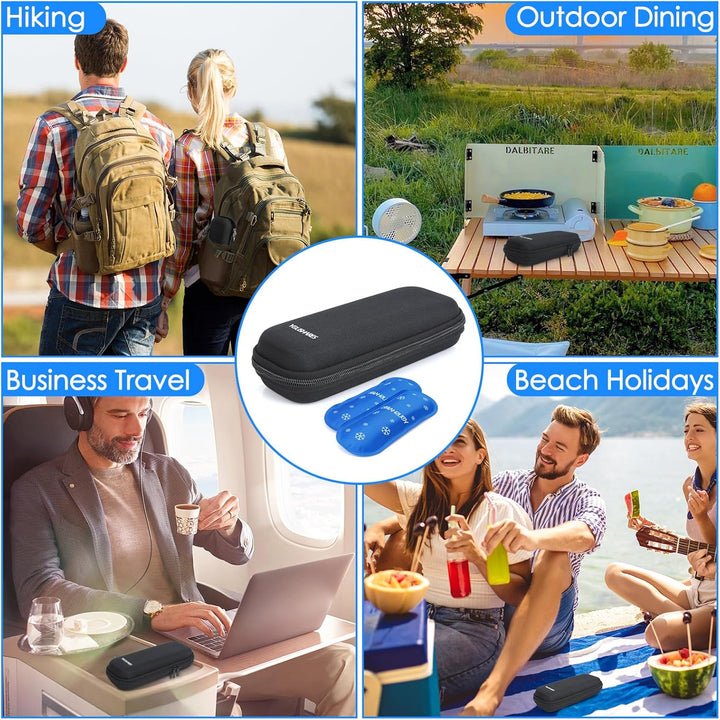 Insulin Cooler Travel Case - Medicine Cool Bag Travel with 2 Ice Packs, Insulin Case for Diabetic Supplies (Black)