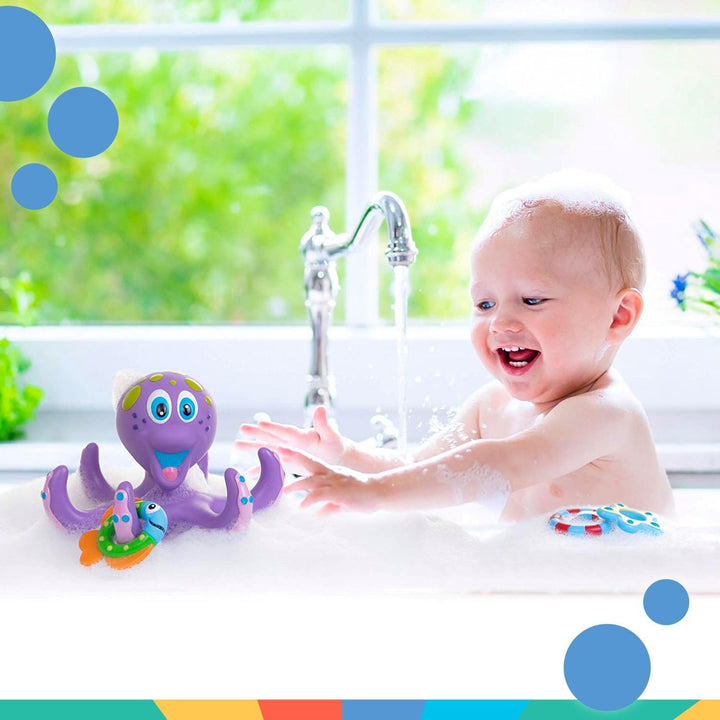 Octopus Floating Bath Toy - Sensory Development | 3 Rings Included | Colourful