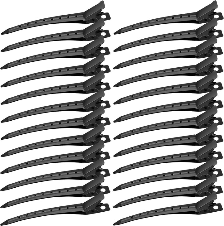 Duck Bill Hair Clips 24 PCS, Rustproof Metal Alligator Curl Clips, Pin Curl Clips, Silver Metal Hair Styling Clips for Sectioning, Curls & Extensions DIY Accessories (3.50 Inch)
