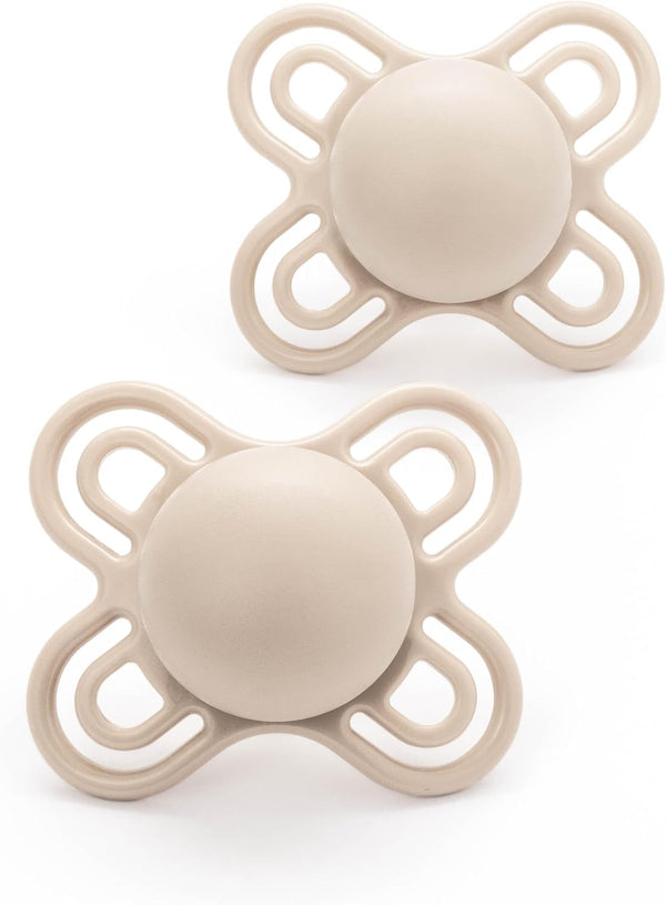 Perfect Soothers | 0-2 Months | 2 Pack | Newborn Dummies | Comes in Dummy Steriliser Case | Sustainable Materials | Baby Accessories for Newborn | Cream/White (Various Designs)