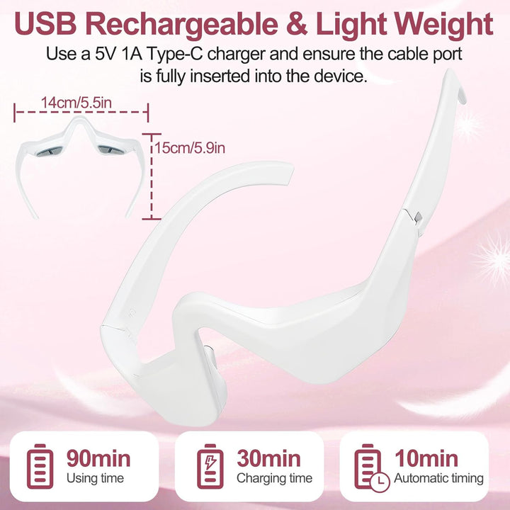 Under Eye Red Light Therapy Device, Red Light Therapy Glasses, 4 Modes Microcurrent Eye Massager for Relieve Eye Bags, Reduce Dark Circles and Puffiness