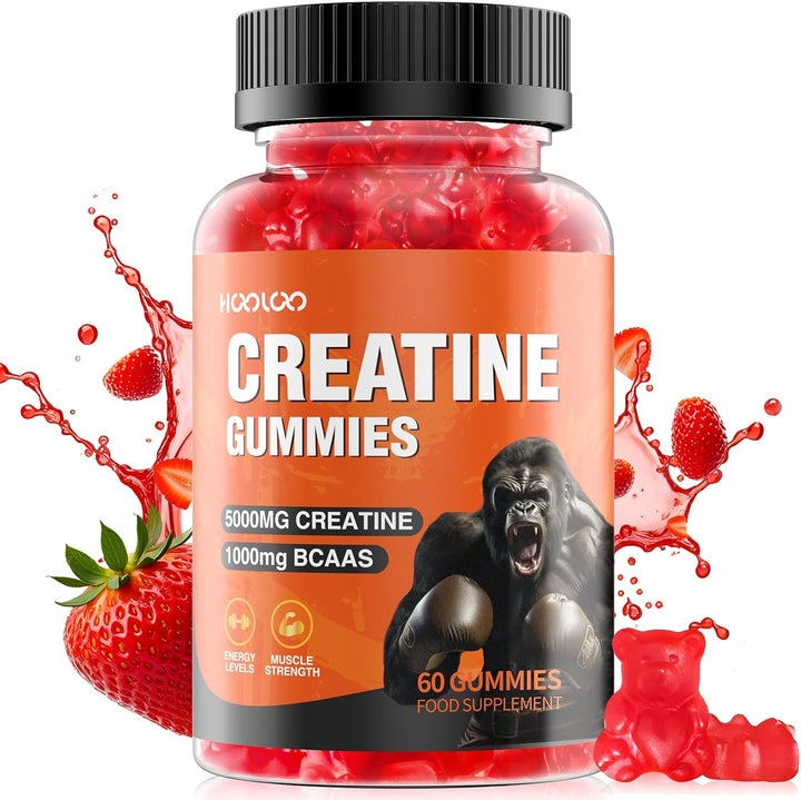 Creatine Gummies 5000Mg Creatine Monohydrate with 1000Mg Bcaas per Serving (2 Month Supply) for Men & Women, Vegan & Sugar-Free, Easy Pre/Post Workout Gym Support for Performance and Muscle Power