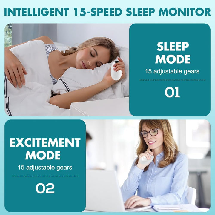 Sleep Aid Device, USB Rechargeable Handheld Sleep Aids for Adults Kids with 15 Gears and 2 Modes, Calm Carry Sleep Aid for Relieving Anxiety & Improving Deep Sleep (White)