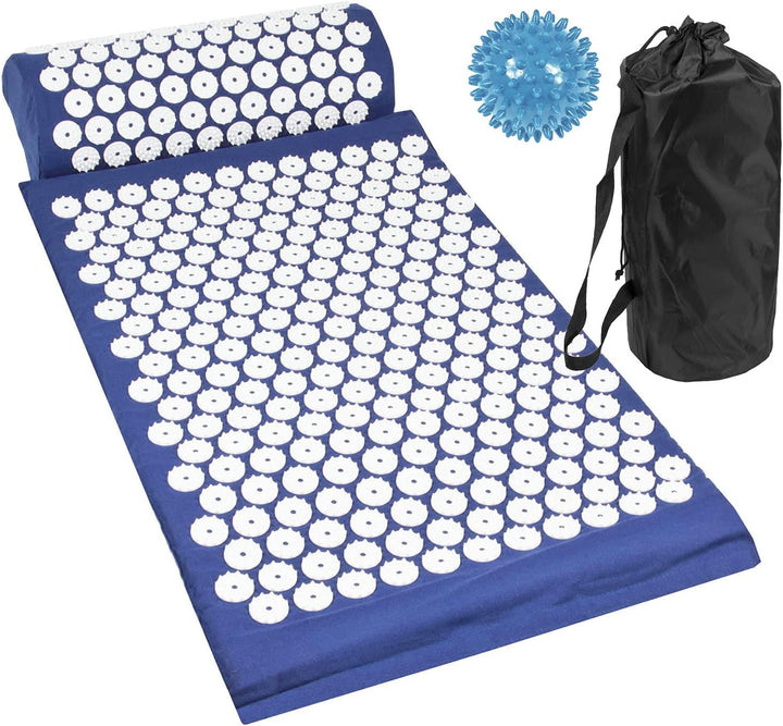 Acupressure Mat with Pillow & Ball Acupuncture Pin Massage Set (Black)