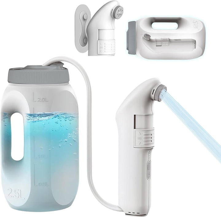 Electric Portable Bidet Sprayer – 2.5L Handheld Travel Shattaf, Strong Pressure Toilet Spray, Rechargeable 1600Mah Battery, USB-C Charging – Home, Camping & Outdoor Hygiene (White, JP-239B)