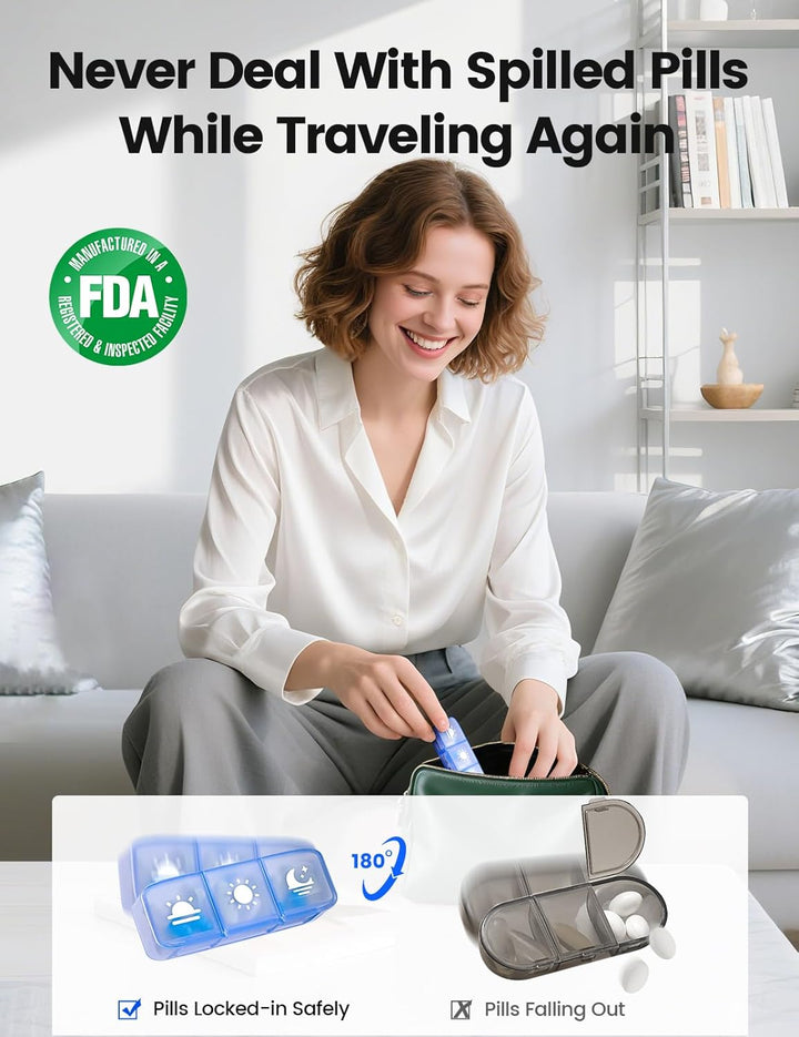 Silver Detachable Pill Organiser – Modular 7 Day Metal Pill Box with Individual Daily Cases, Moisture-Proof Travel Medicine Storage for Work & Home