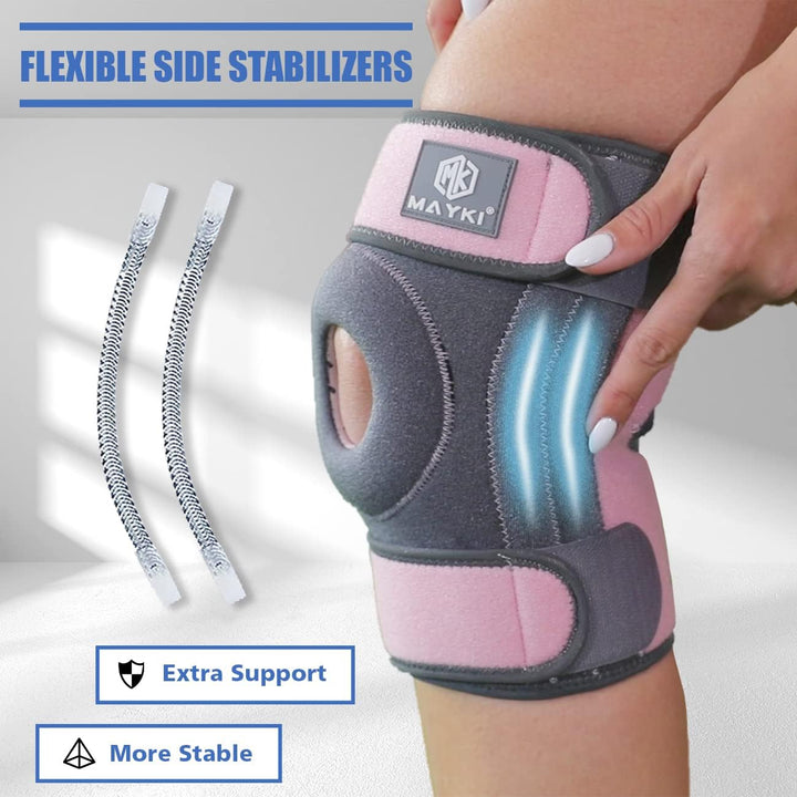 Knee Brace with Patella Gel Pad for Women 1 PCS, Adjustable Breathable Knee Supports for Arthritis/Ligament Damage, Running/Weight Lifting