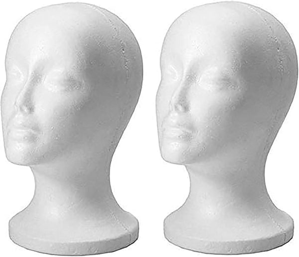 2Pc Female Styrofoam Foam Mannequin Head Stand Model Display Wig Polystyrene Mannequin Manikin Folding
