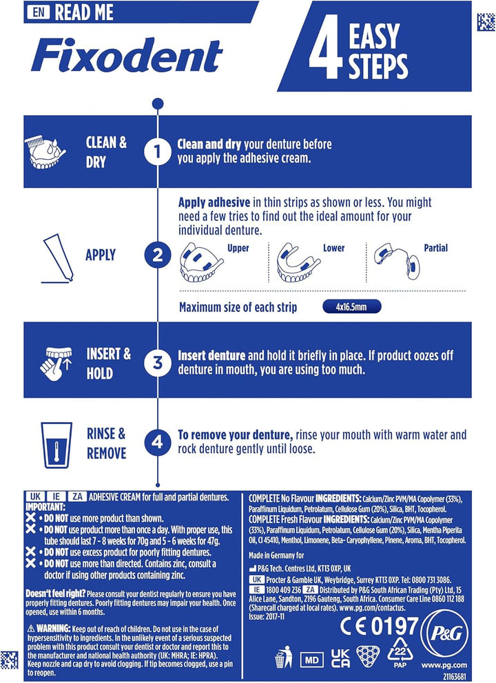 Complete Denture Adhesive, Fresh Flavour 70G