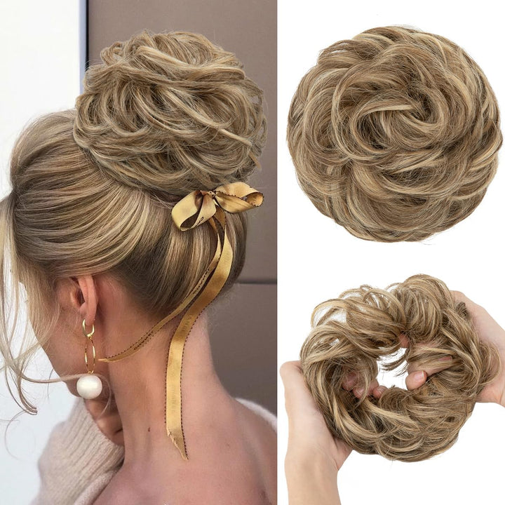 Messy Bun Hair Piece for Womens Synthetic Scrunchies Buns Extension Hairpieces Updo Pony Tail Dirty Blonde